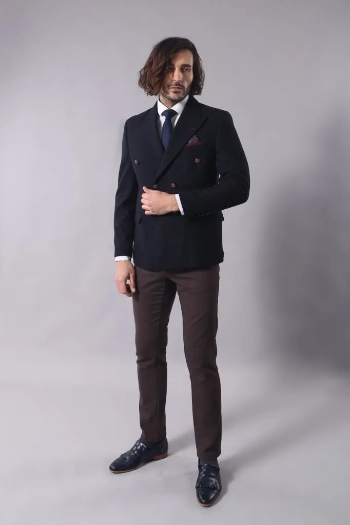 15486 Navy Blue Double Breasted Blazer 
