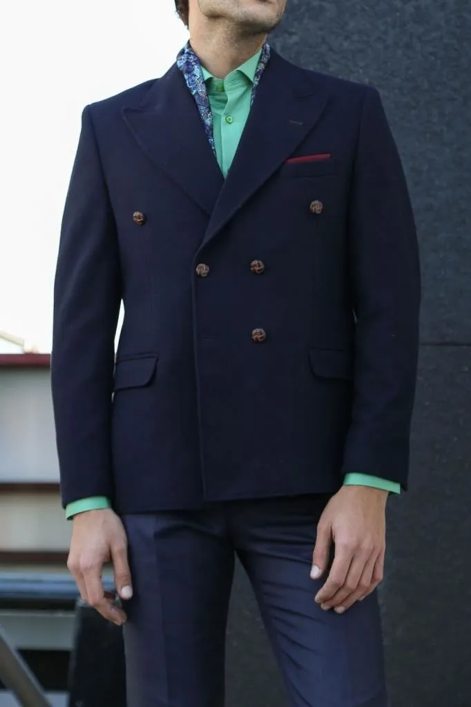 15486 Navy Blue Double Breasted Blazer 