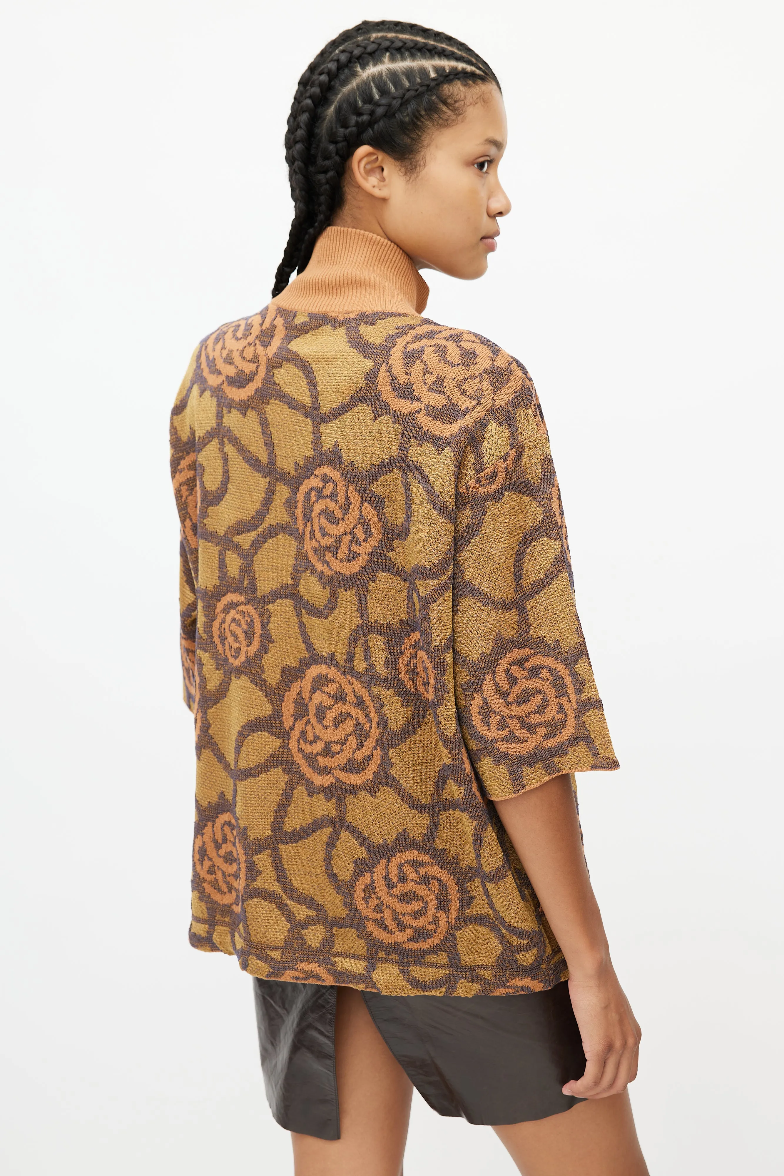 Beige & Multicolour Knit Print Cardigan