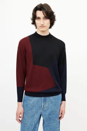 Black & Multicolour Panelled Knit Sweater