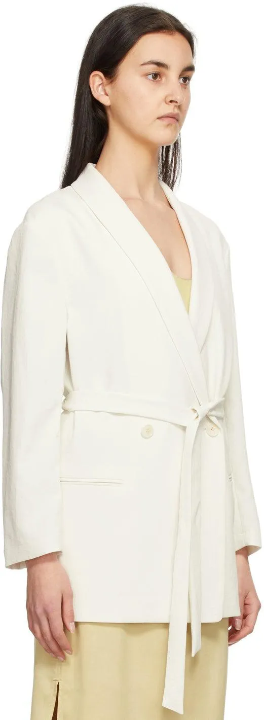 Blossom Off-White Bird Shawl Collar Blazer
