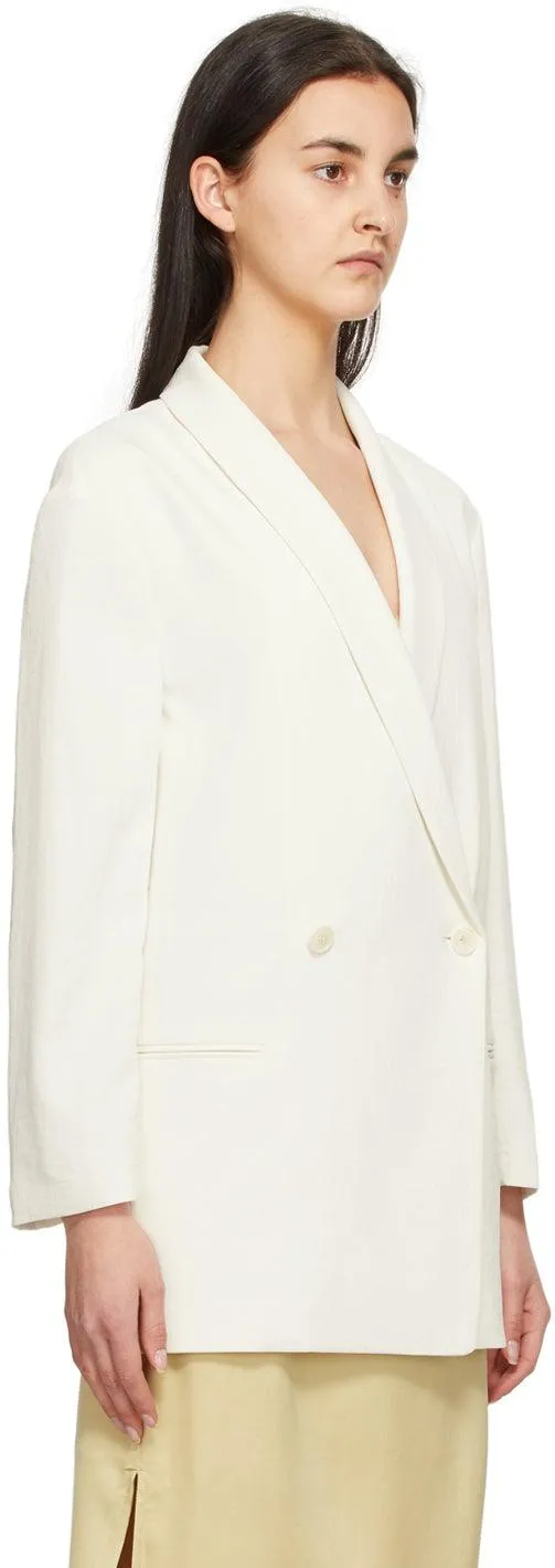 Blossom Off-White Bird Shawl Collar Blazer