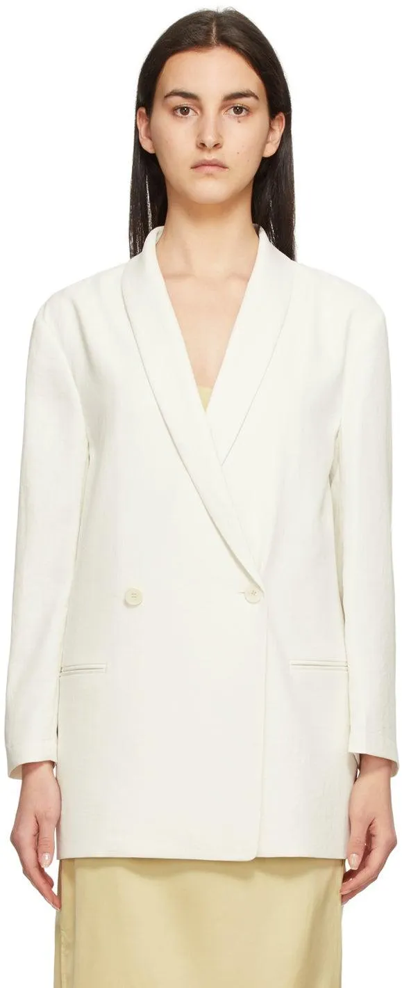 Blossom Off-White Bird Shawl Collar Blazer