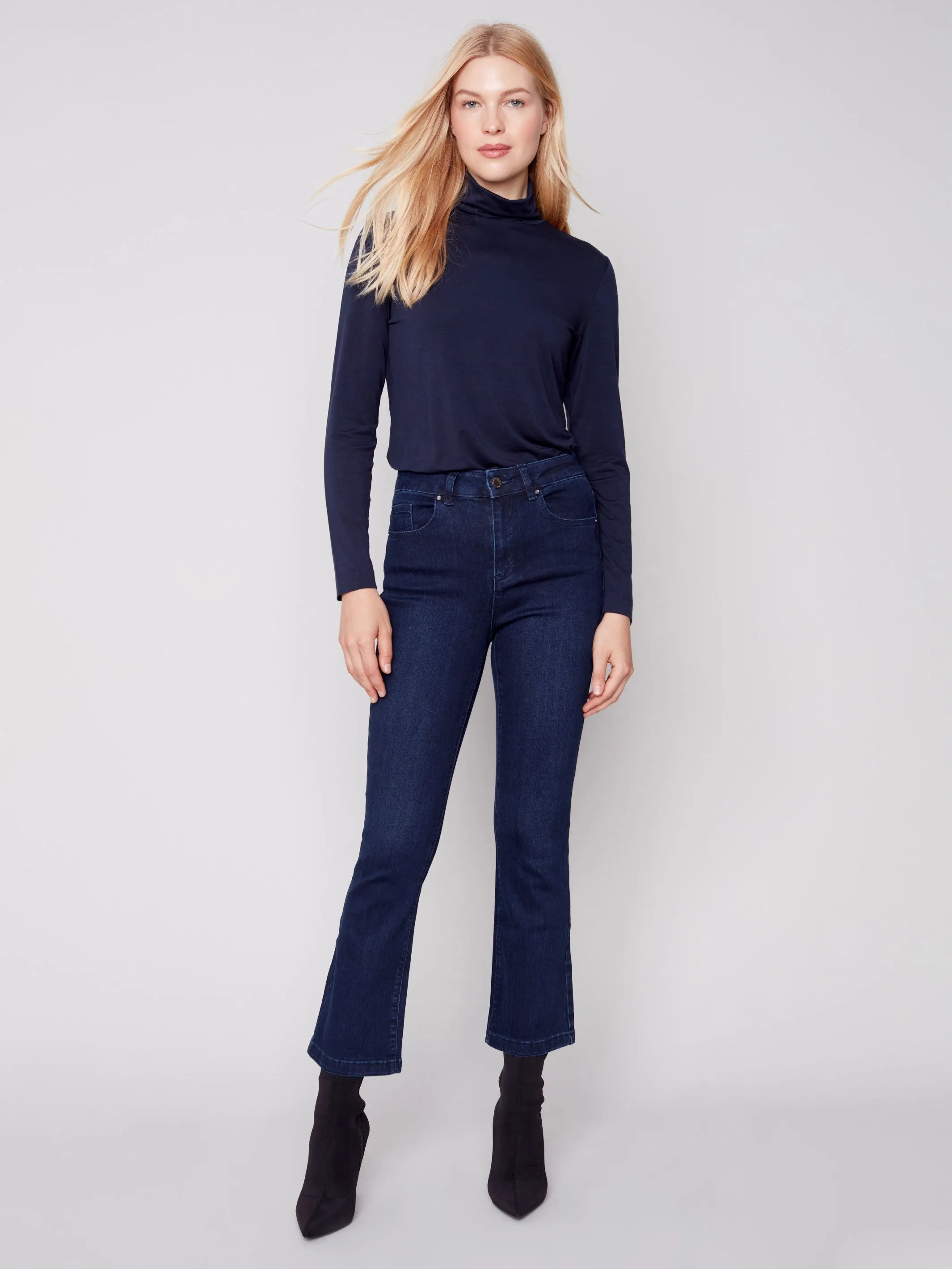 Bootcut Stretch Denim Pants - Blue Black