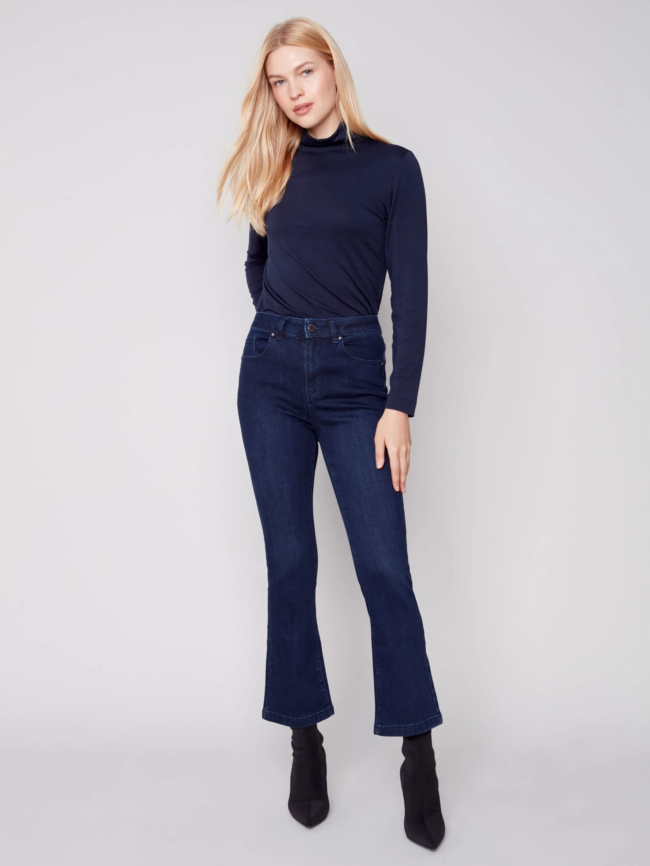 Bootcut Stretch Denim Pants - Blue Black