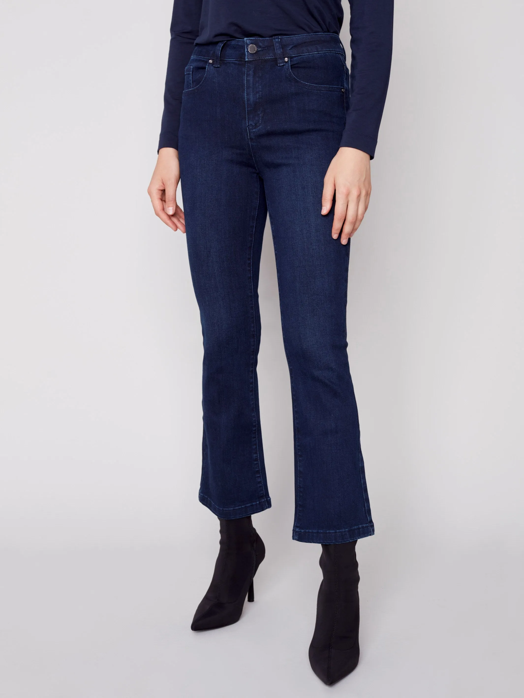 Bootcut Stretch Denim Pants - Blue Black