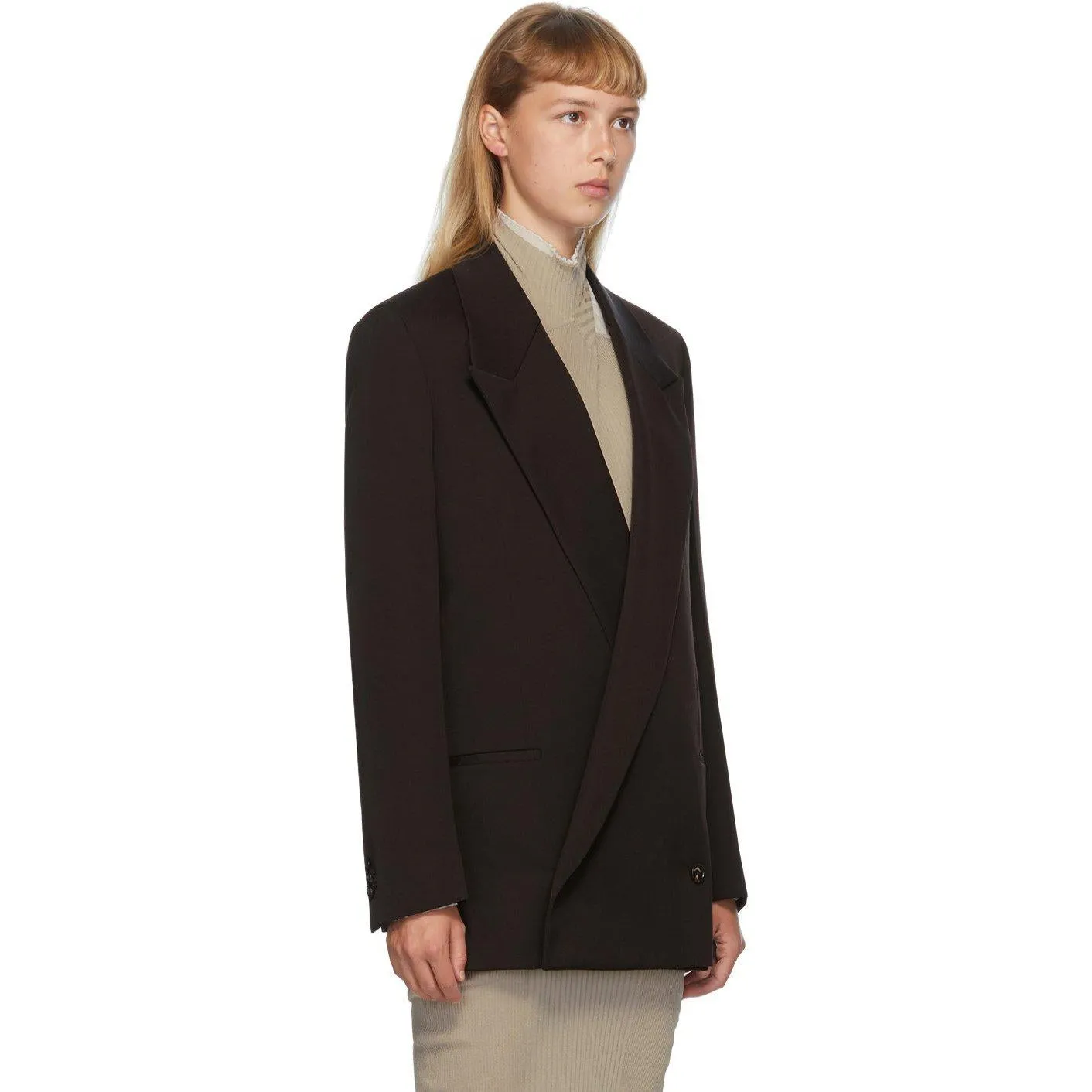 Bottega Veneta Black Double-Breasted Oversized Blazer