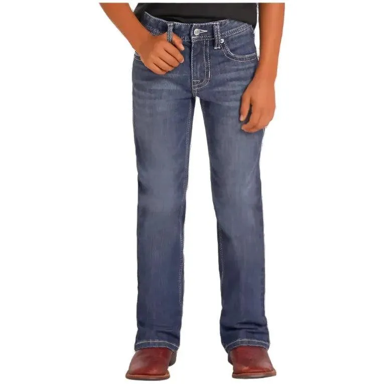 Boy's Rock and Roll Denim Regular Fit Two-Tone Stitch Bootcut Jeans BB0BD04971