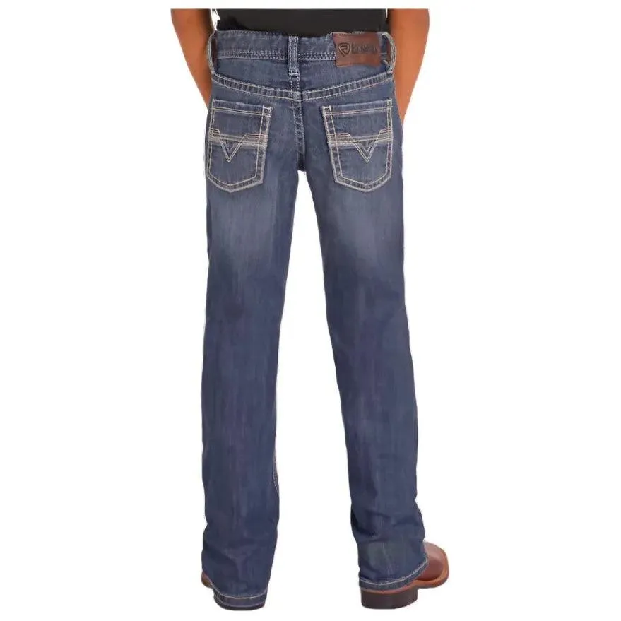 Boy's Rock and Roll Denim Regular Fit Two-Tone Stitch Bootcut Jeans BB0BD04971