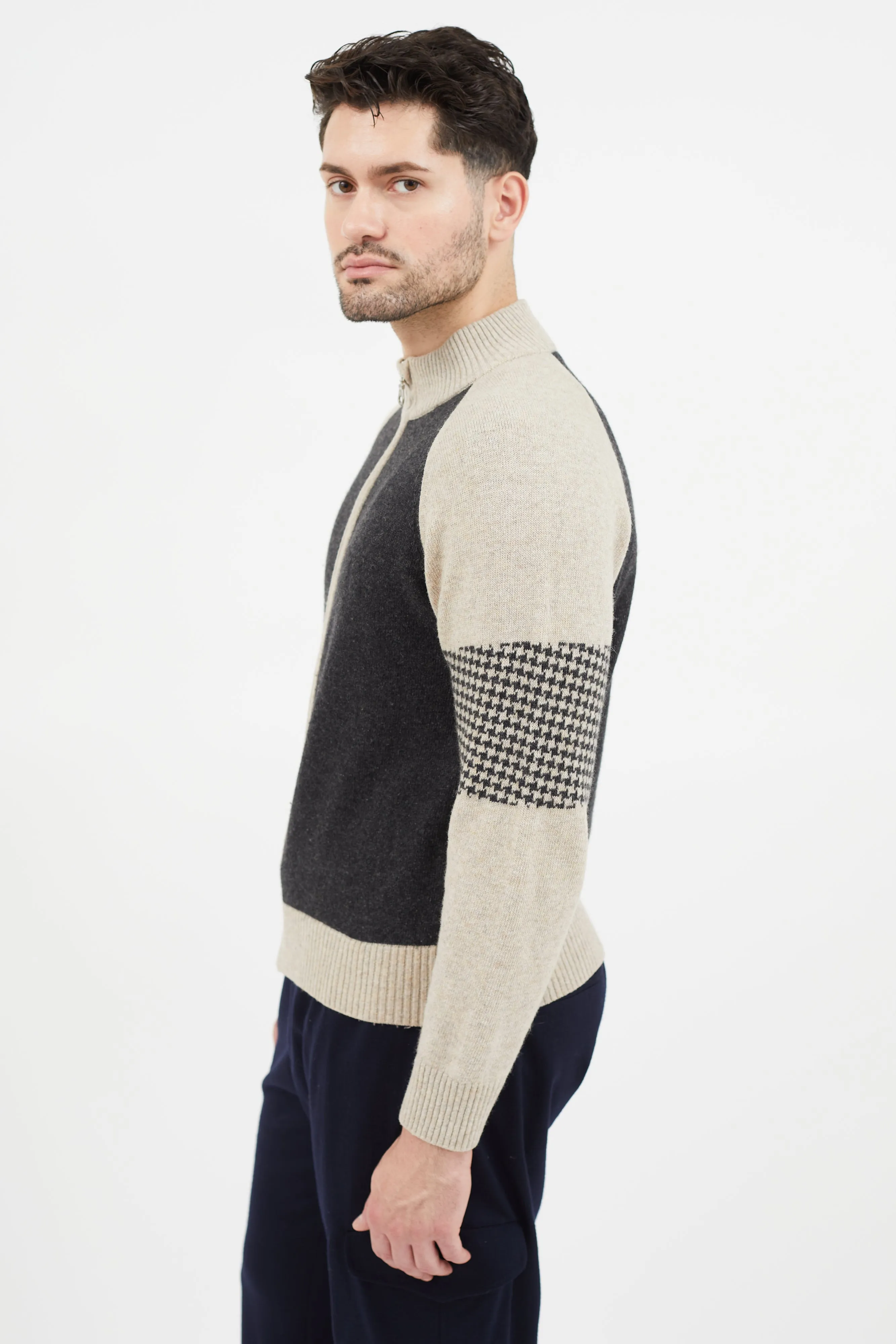 Brown & Grey Knit Cardigan