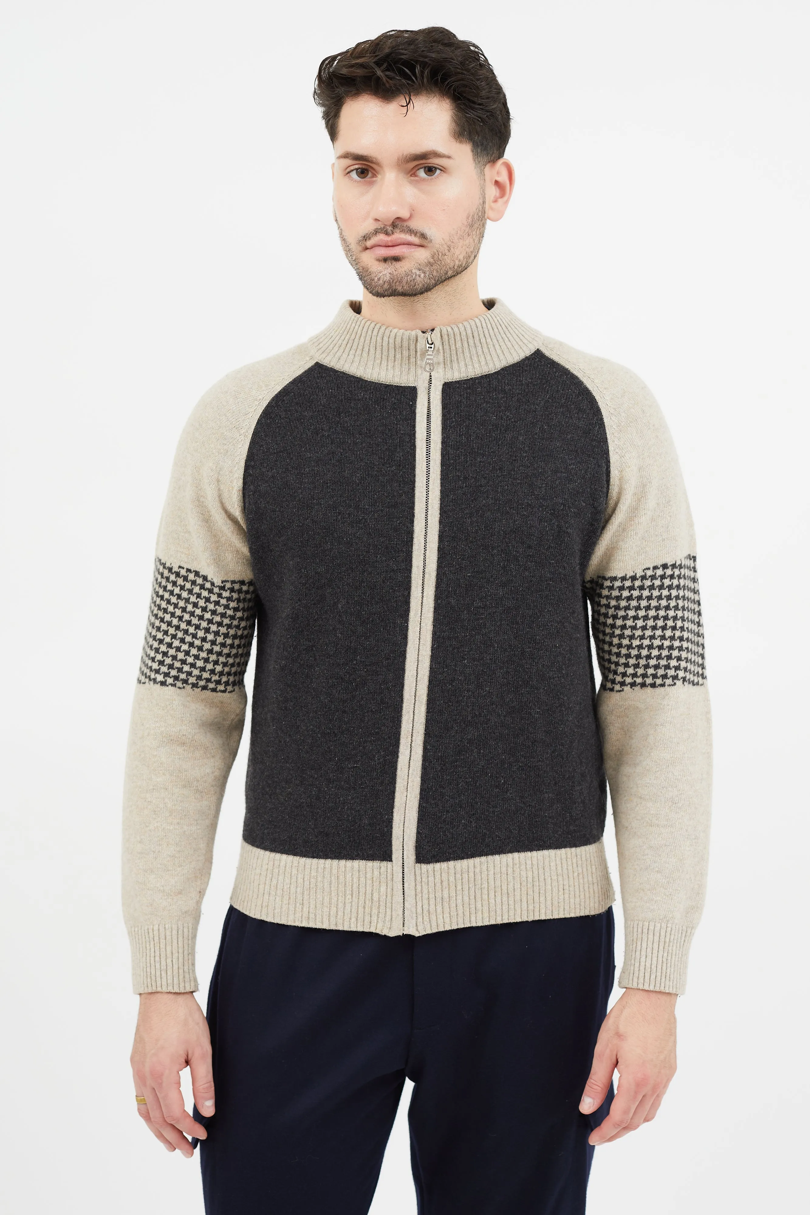 Brown & Grey Knit Cardigan
