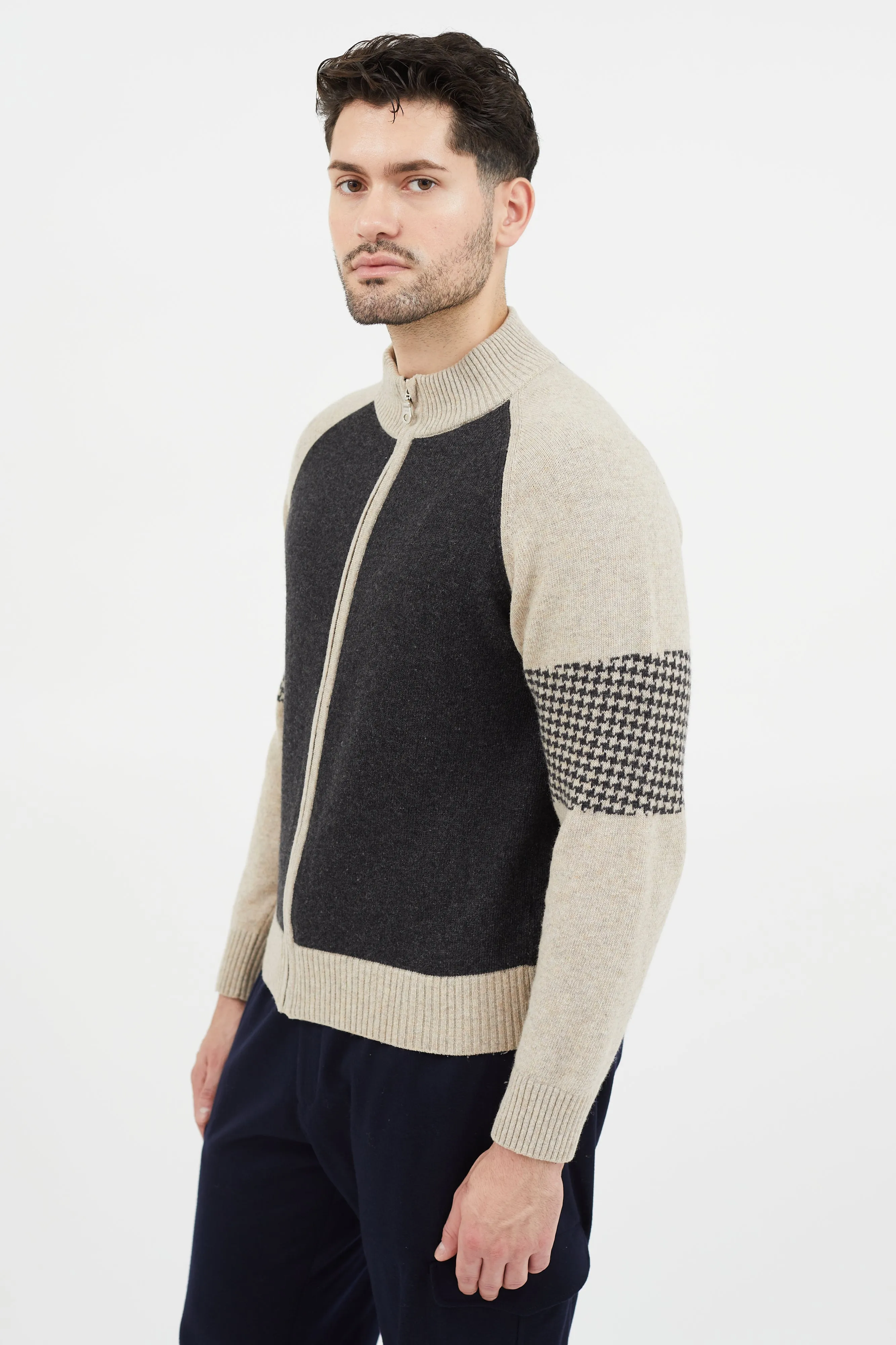Brown & Grey Knit Cardigan