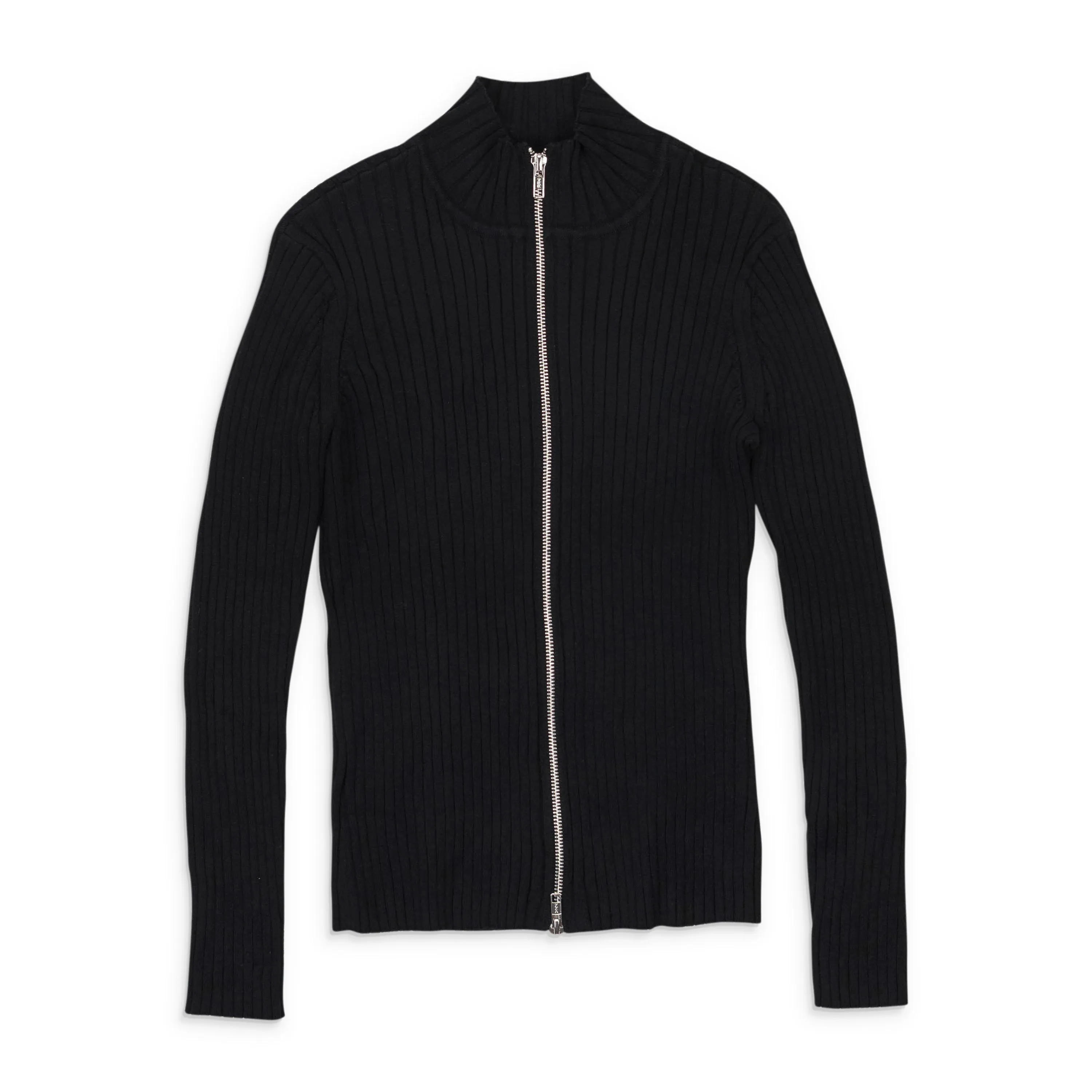CALLIPYGIAN MOCK NECK BLACK ZIP-UP SHIRT