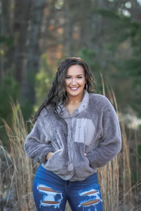Cocoa Faux Fur Button Down Jacket