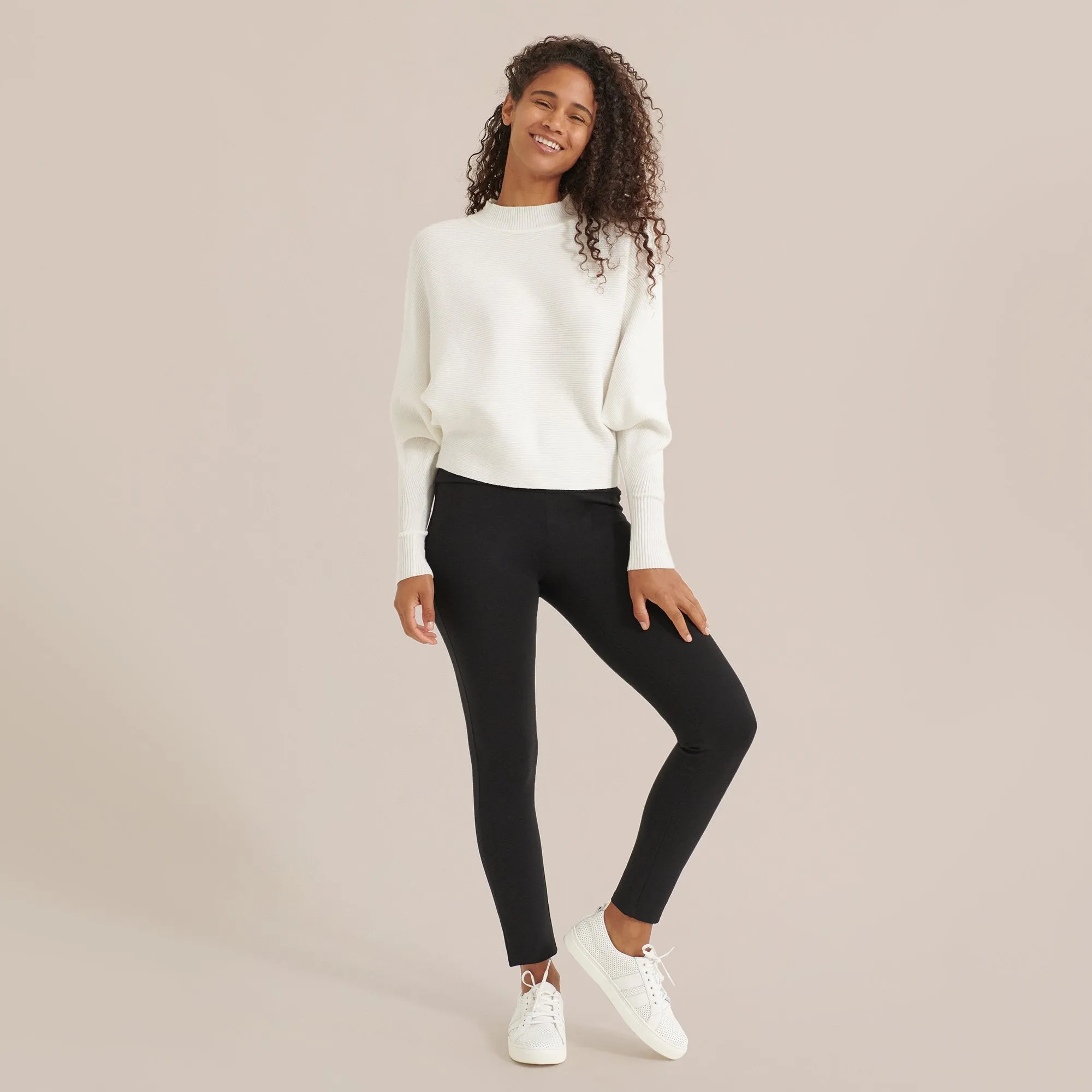 Drew Ribbed Mock-Neck Sweater
