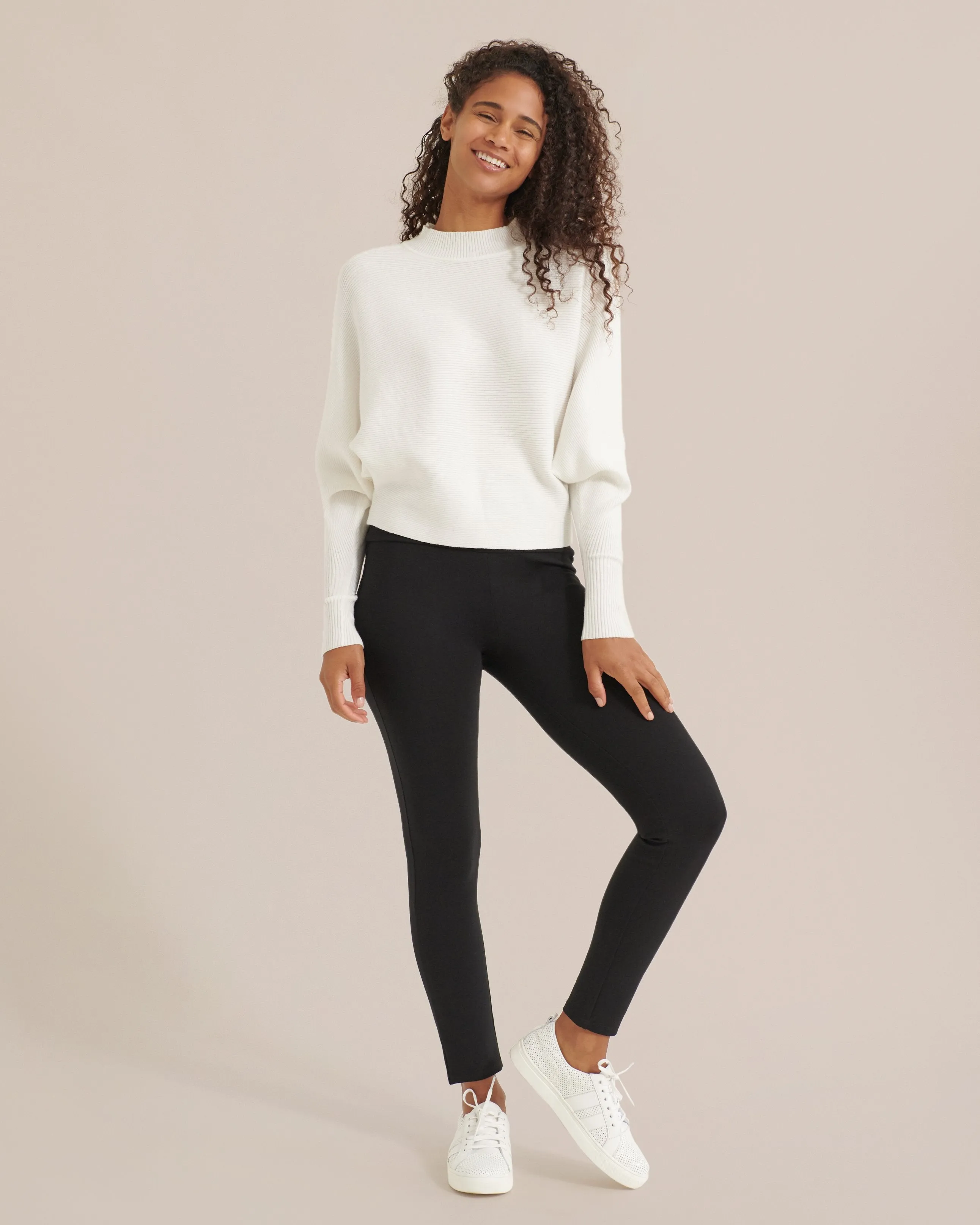 Drew Ribbed Mock-Neck Sweater