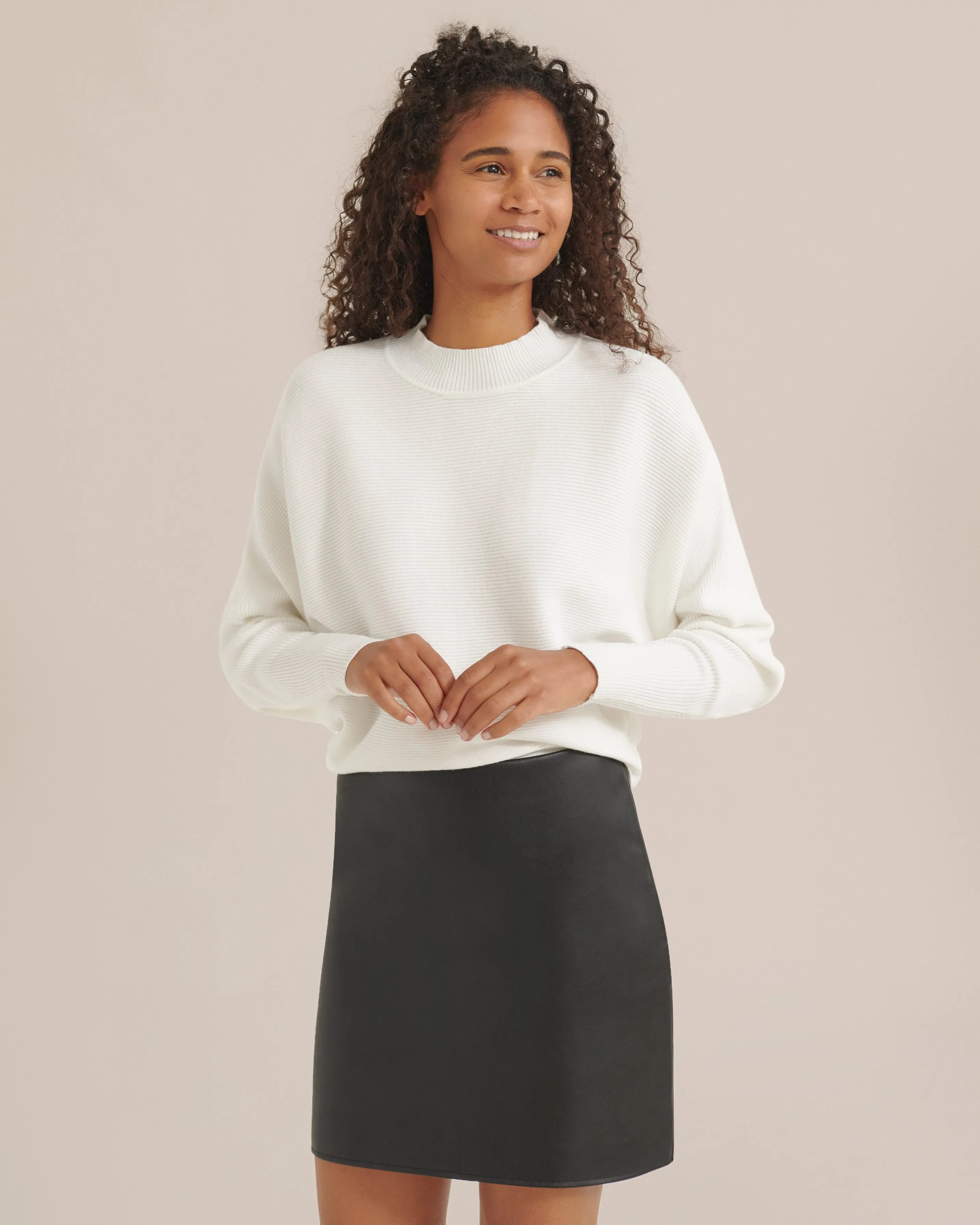 Drew Ribbed Mock-Neck Sweater