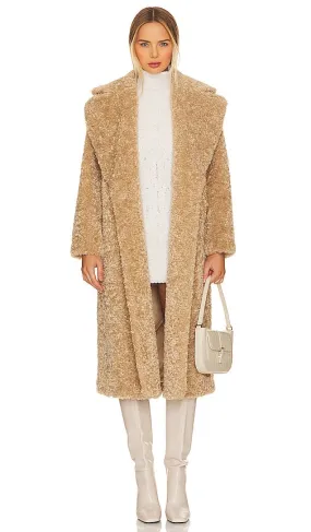 Ena Pelly Shaggy Faux Fur Jacket in Tan