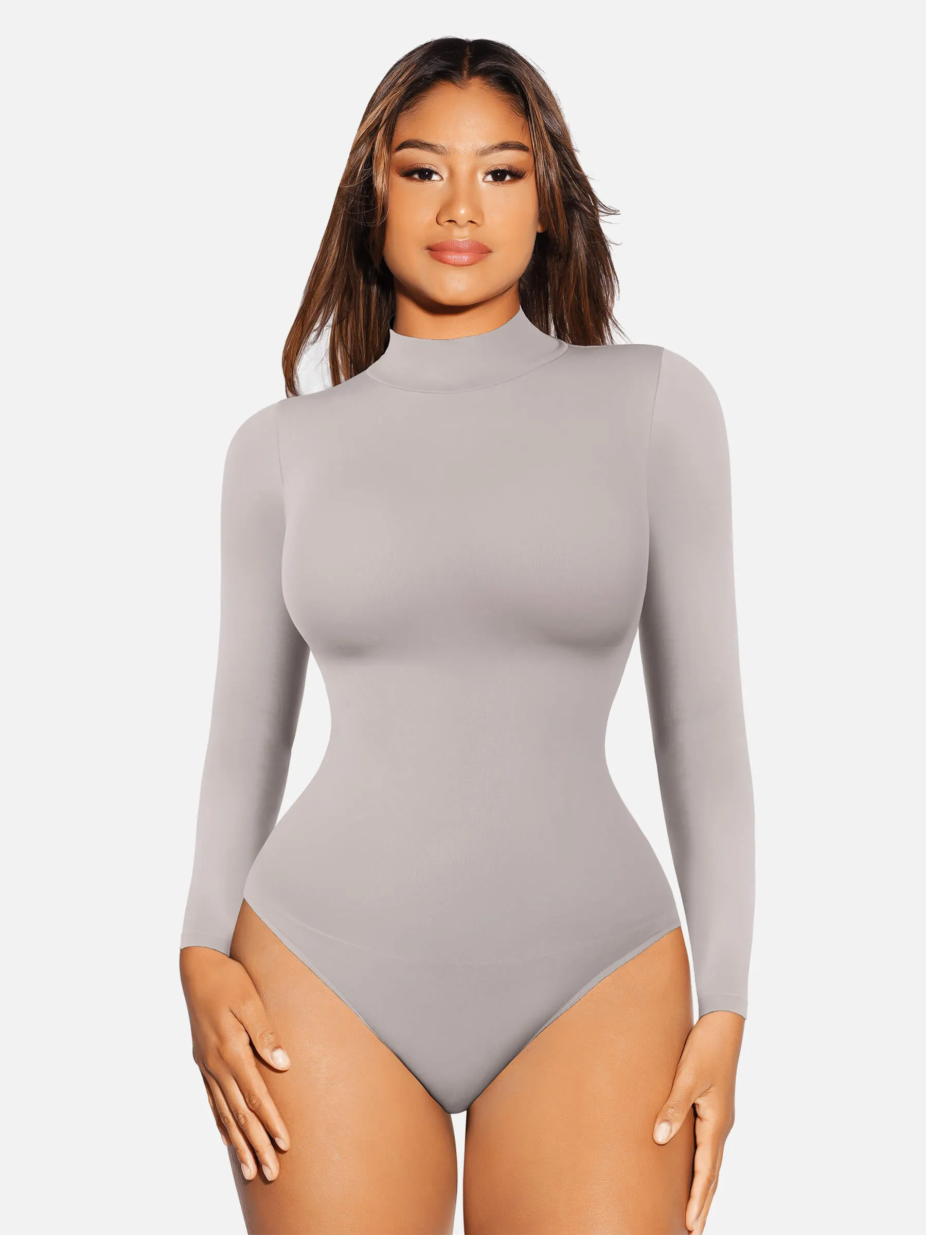 Feelingirl Long Sleeve Seamless Bodysuit Top Thong Bodysuit