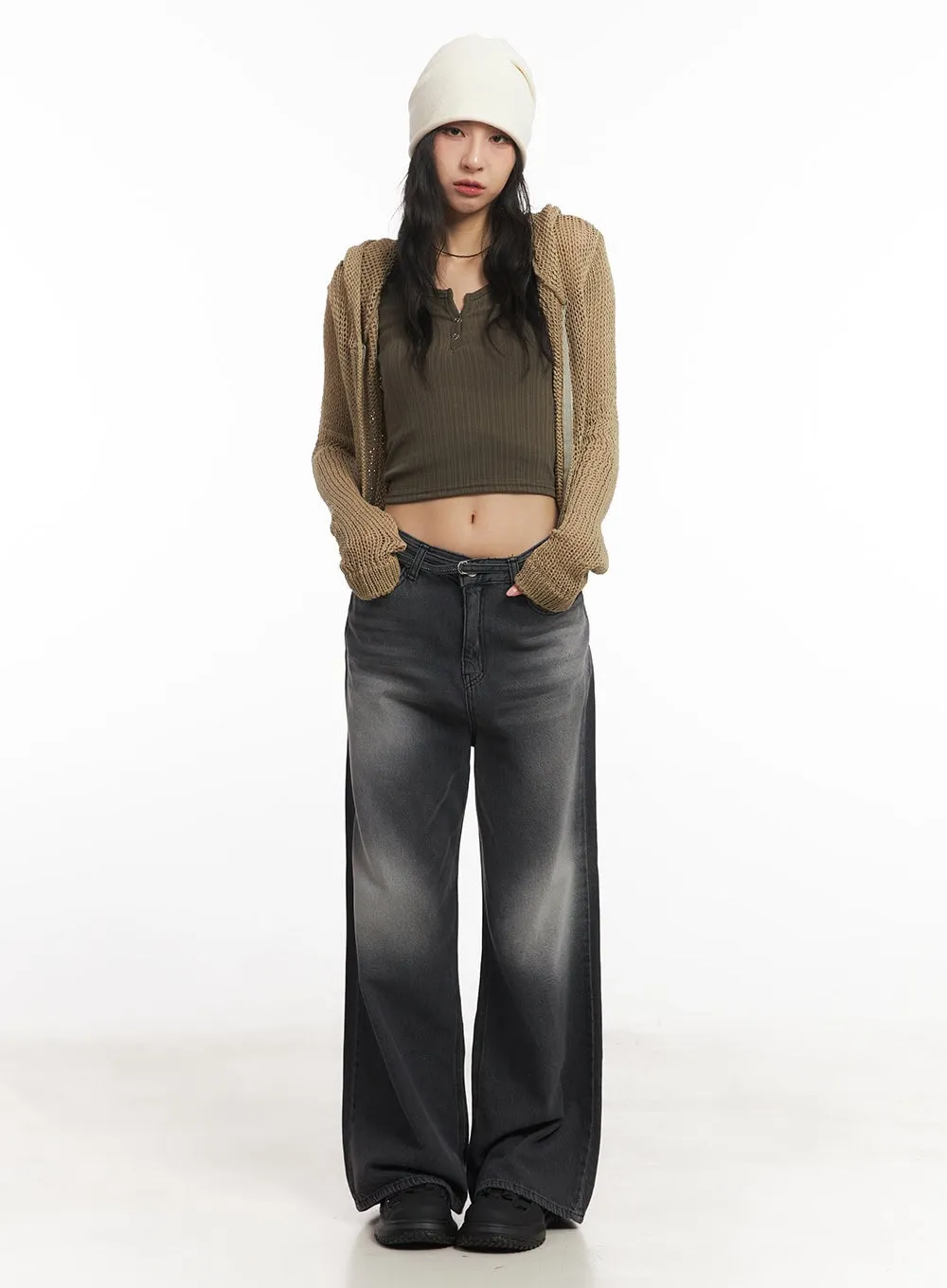 Gloria Belt Wide-Leg Bootcut Jeans CA504
