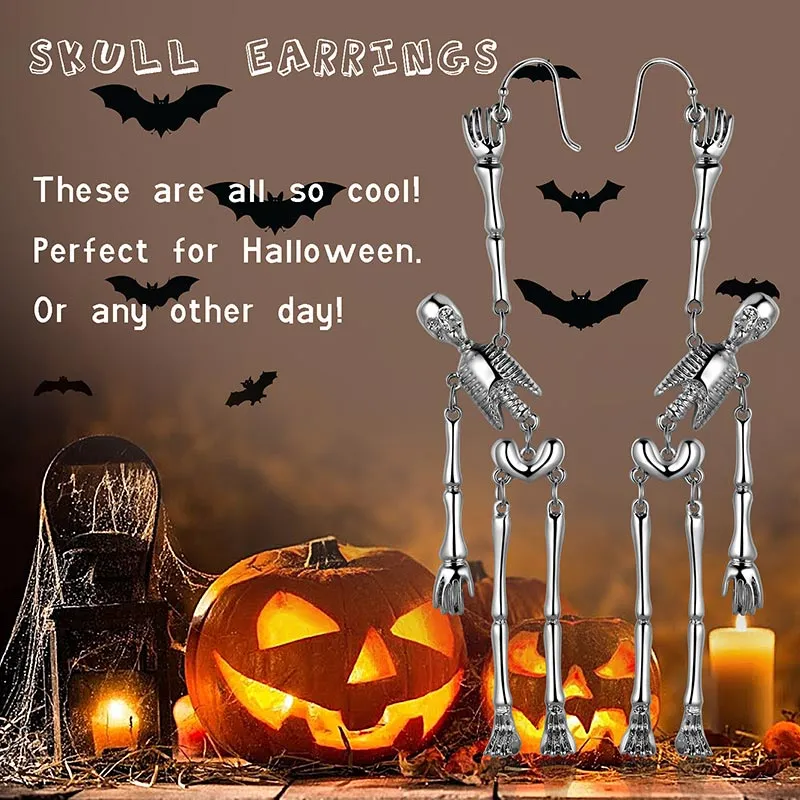 Halloween Skull Dangle Earrings Cosplay Party Jewelry for Women