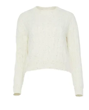 Ivory Clover Mews Sweater with Gold Sequins