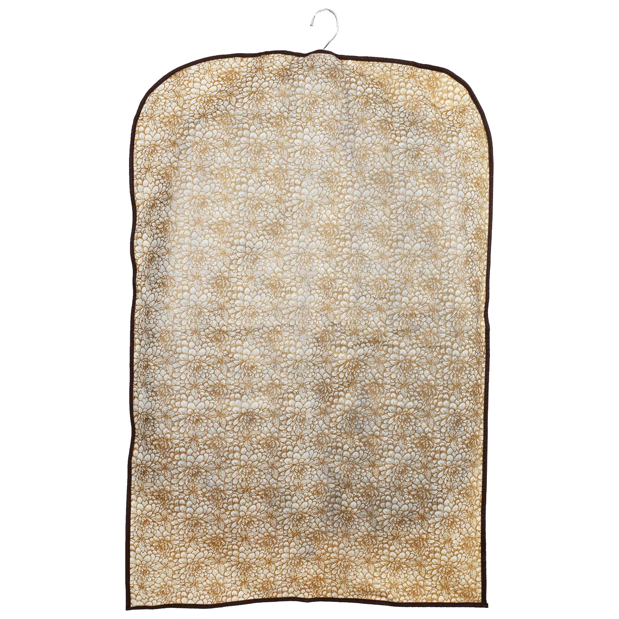 Kuber Industries Metallic Printed 3 Pieces Half Transparent Non Woven Men's Coat Blazer Cover (Golden & Brown) -CTKTC038147
