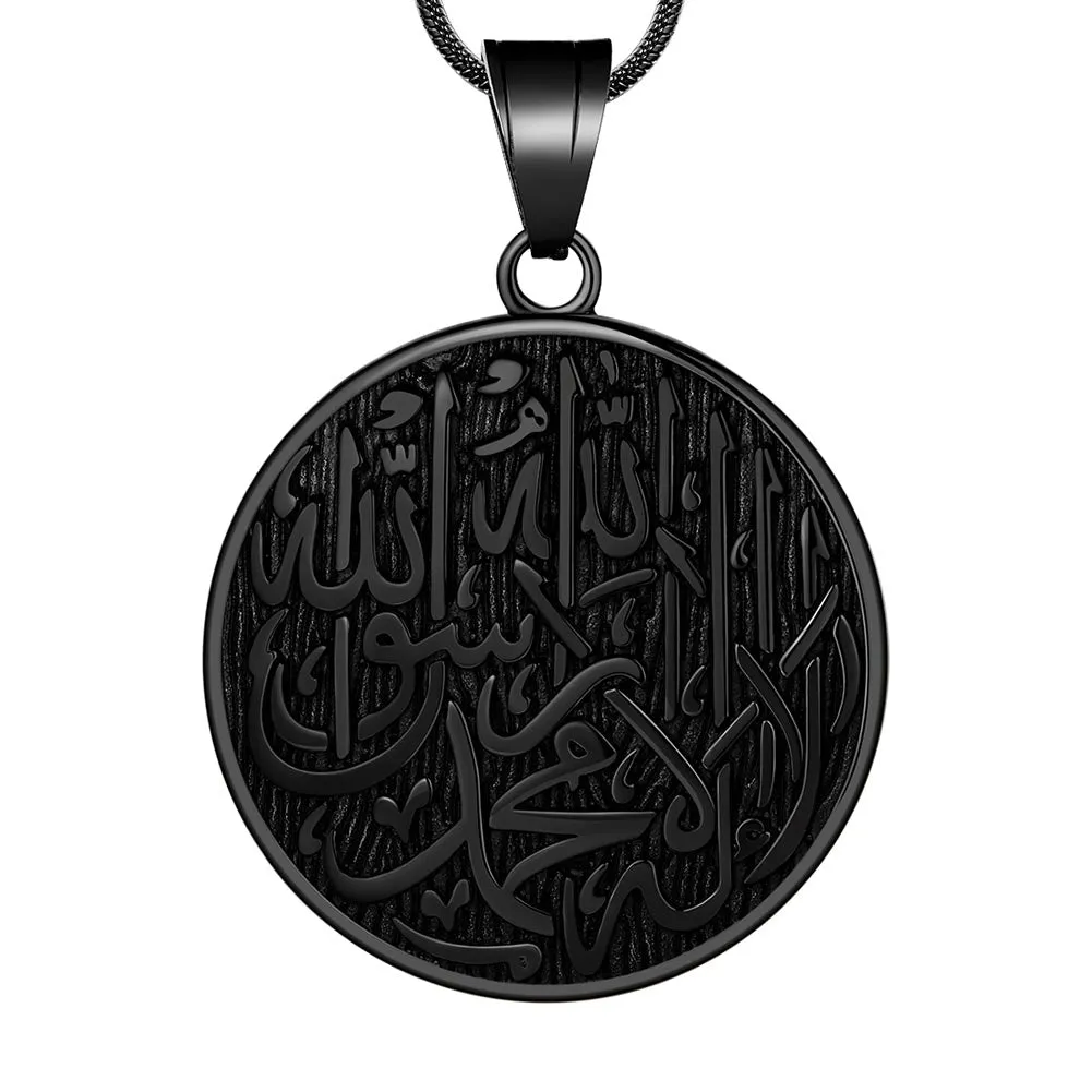 Men Islamic Necklace Pendant Arabic Muslim Allah Jewelry 316L Stainless Steel