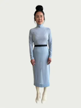 Mesh Mock Neck Top in Powder Blue