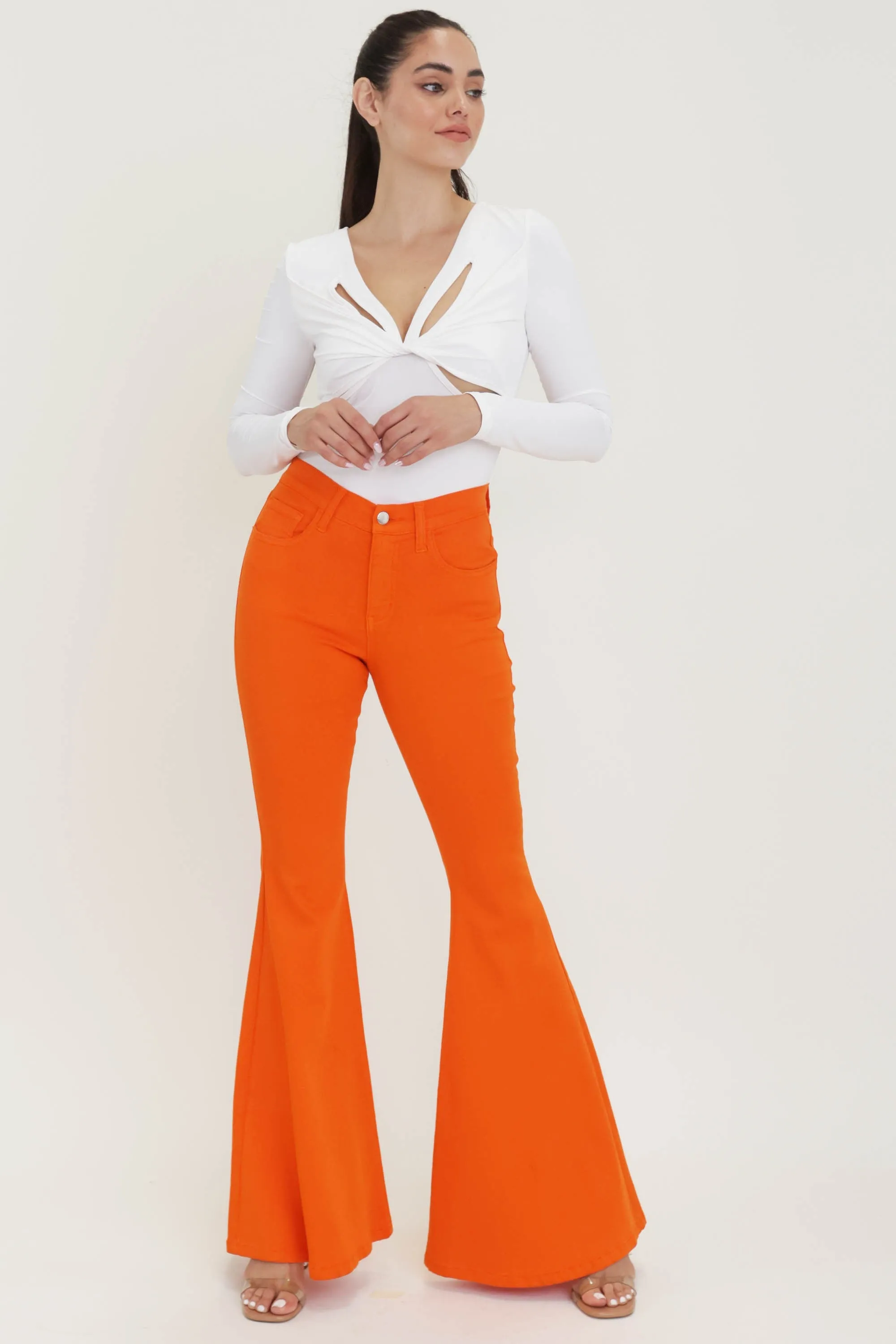 MID RISE 5 POCKET COLOR FLARE JEANS