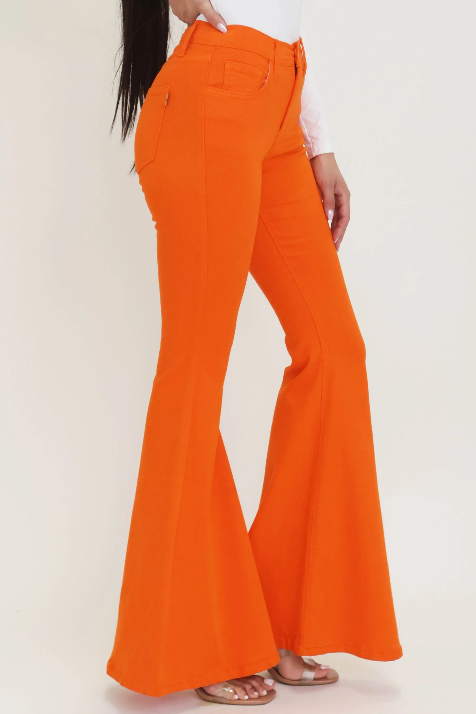 MID RISE 5 POCKET COLOR FLARE JEANS