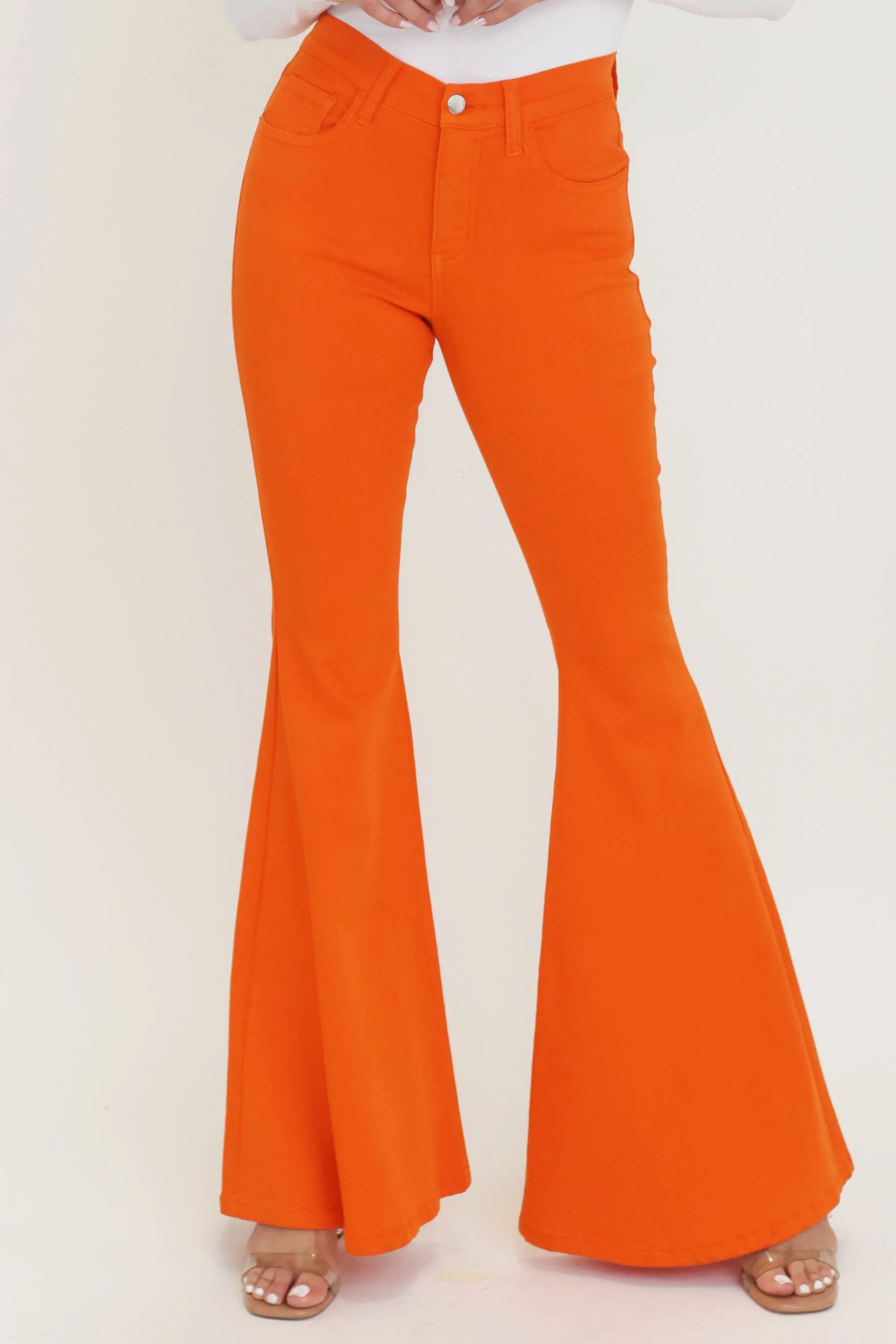 MID RISE 5 POCKET COLOR FLARE JEANS