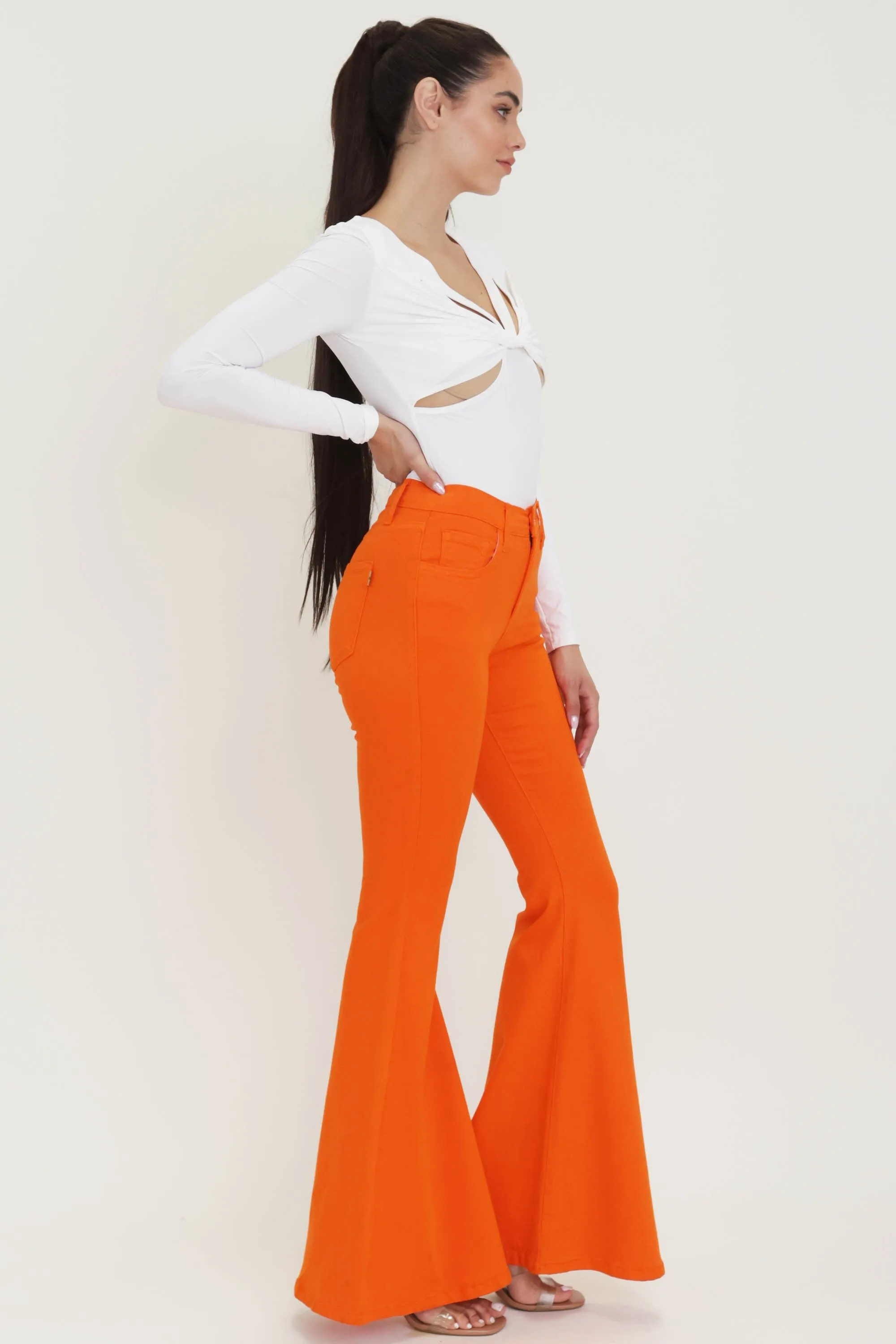 MID RISE 5 POCKET COLOR FLARE JEANS