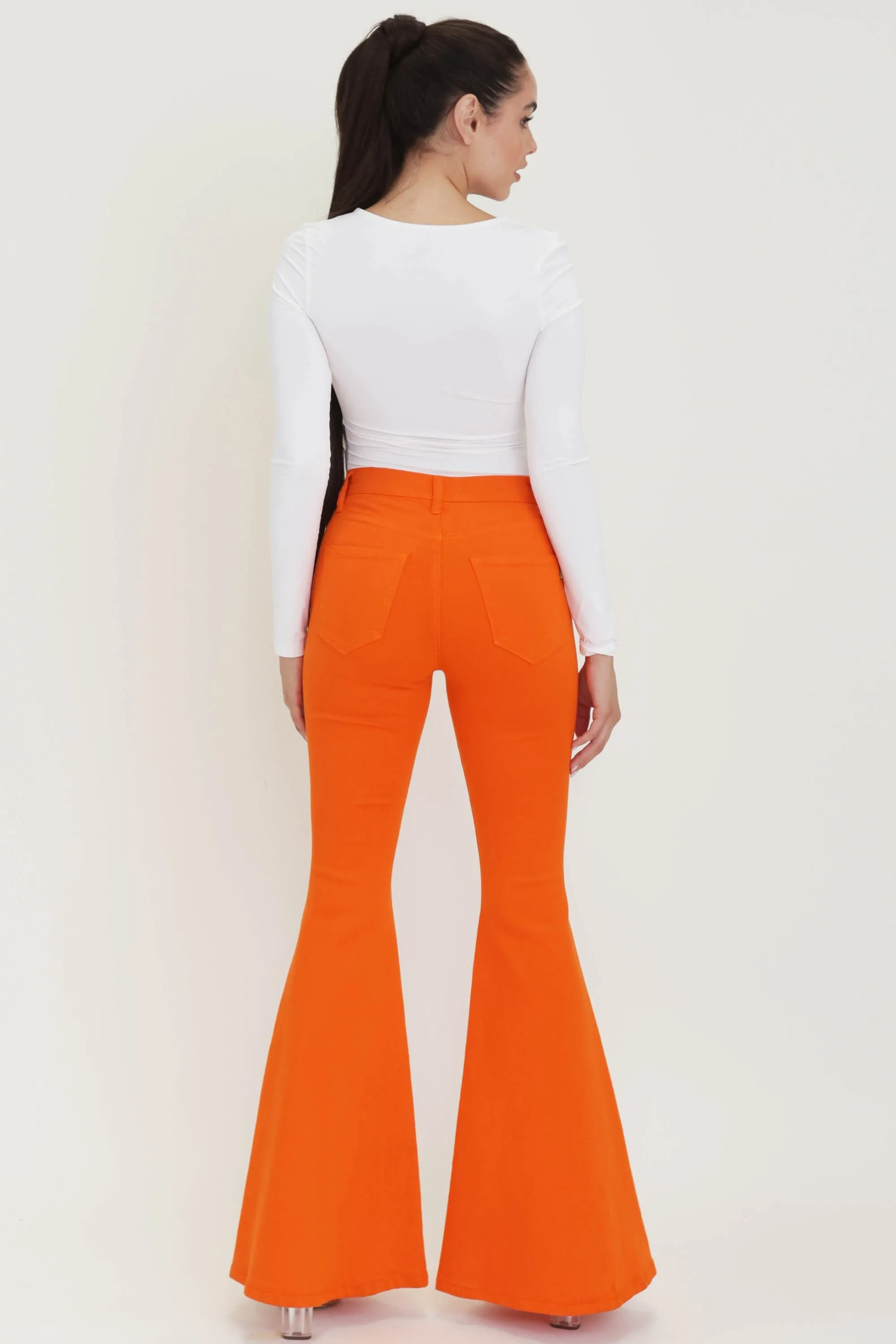 MID RISE 5 POCKET COLOR FLARE JEANS