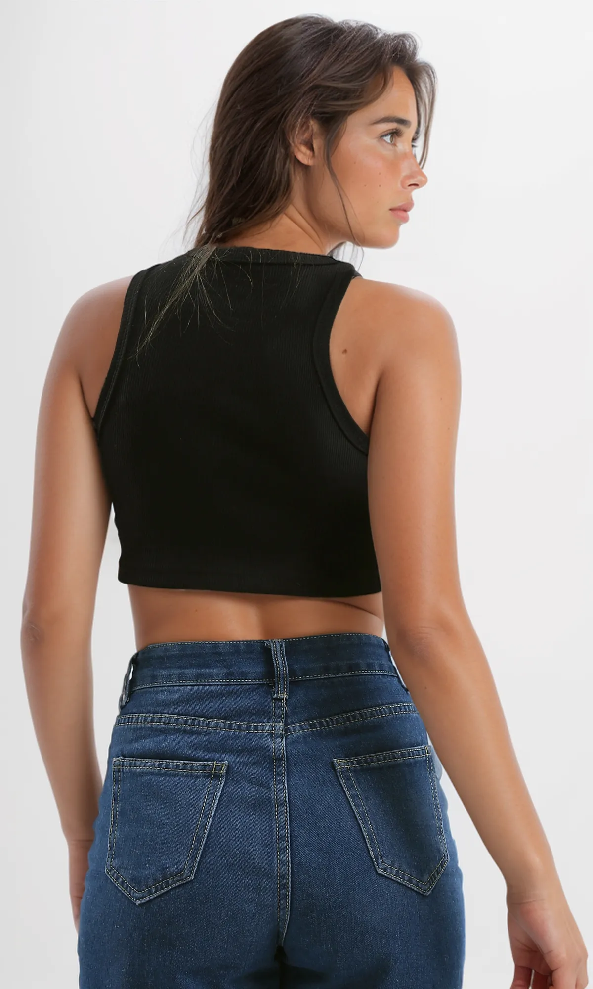 O182251 Sleeveless Regular Fit Black Tank Top