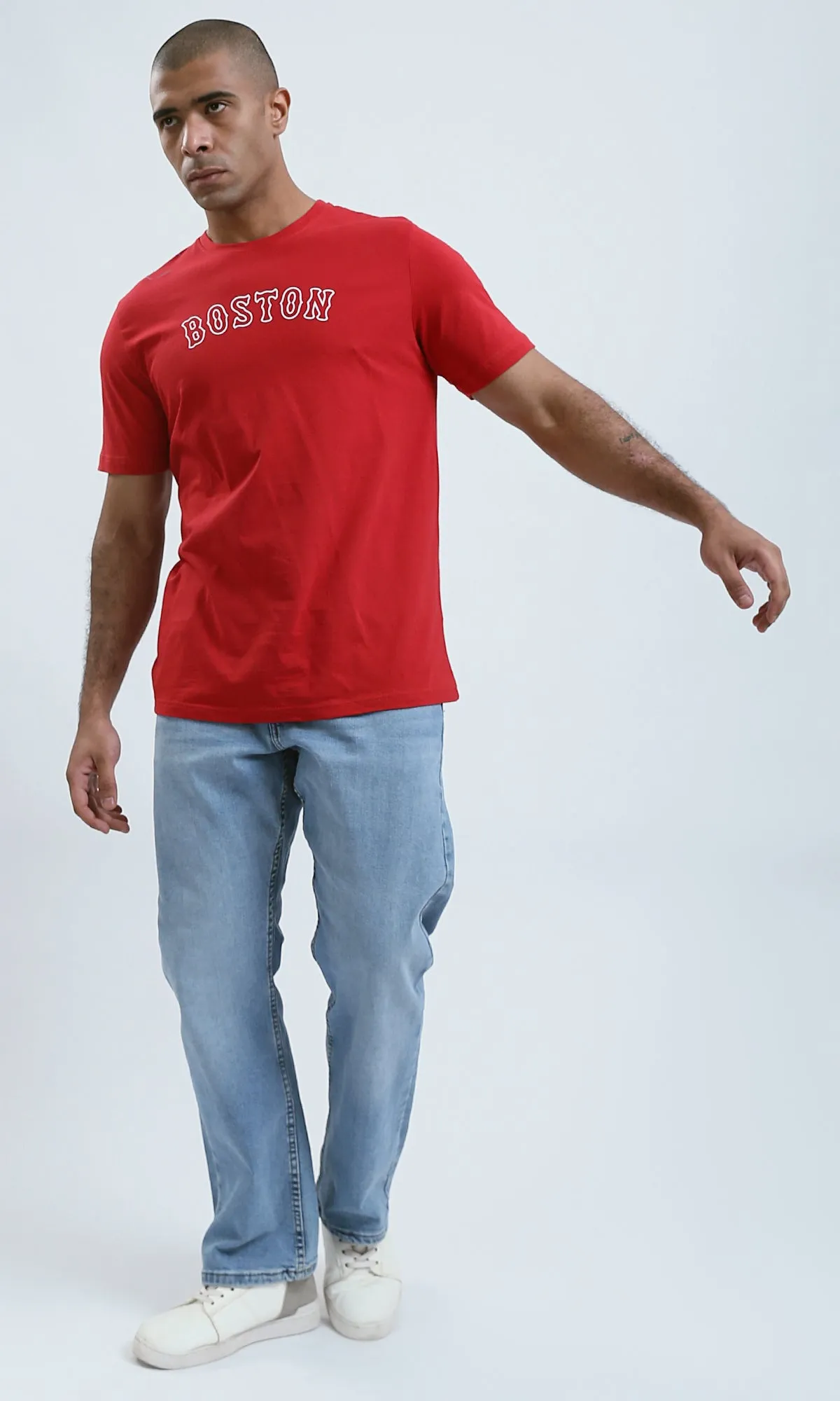 O182388 Short Sleeves Red Cotton Short Tee