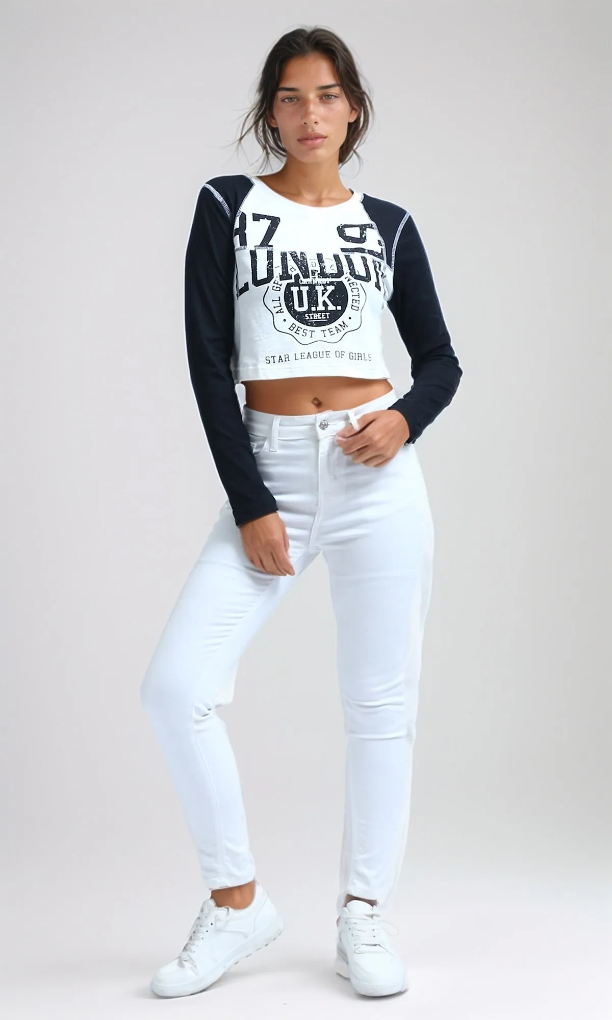 O198539 - Printed "London" Cotton Long Sleeves Tee - Black