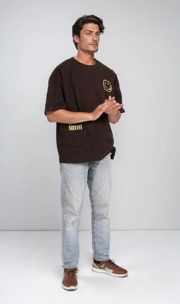 R204825 - Nirvana Skeleton Band Graphic T-Shirt  Black