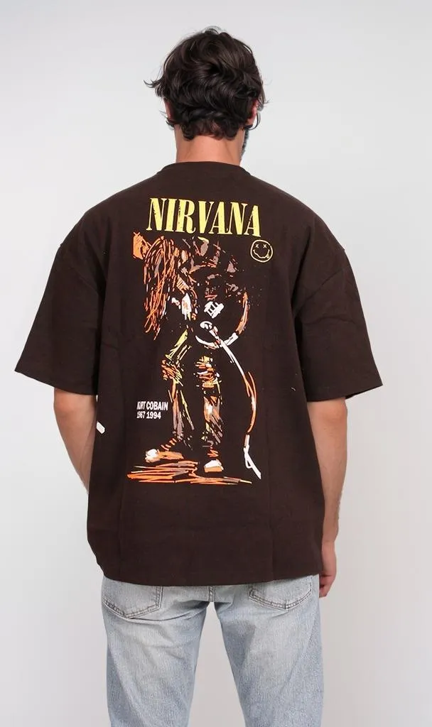 R204825 - Nirvana Skeleton Band Graphic T-Shirt  Black
