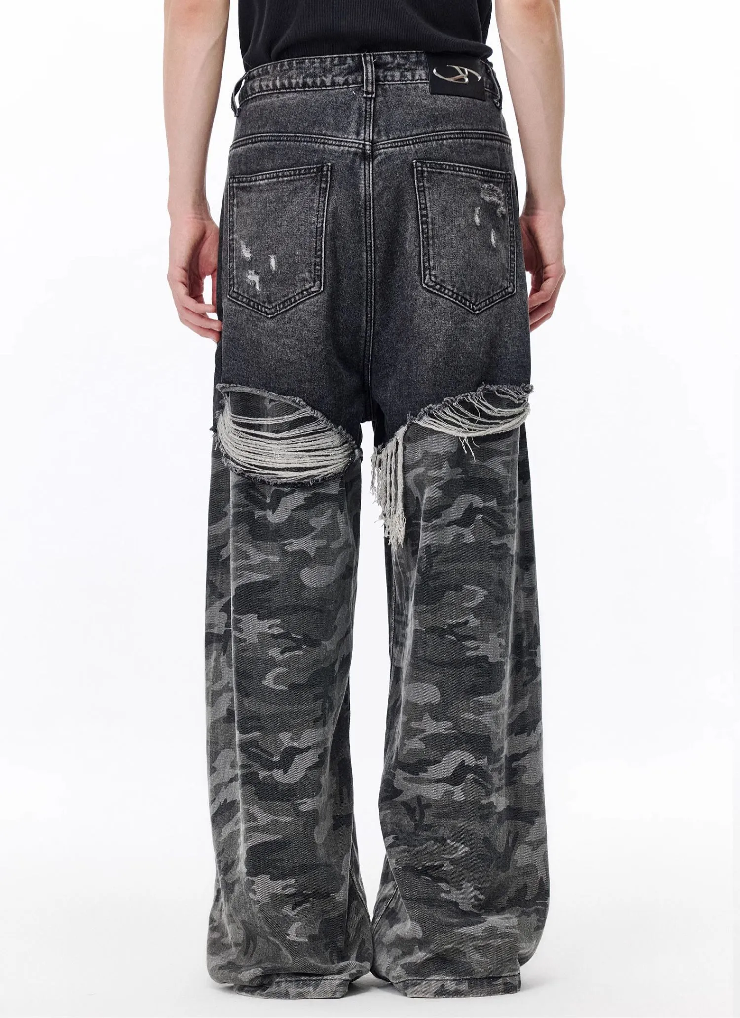 Splicing Ripped Jeans