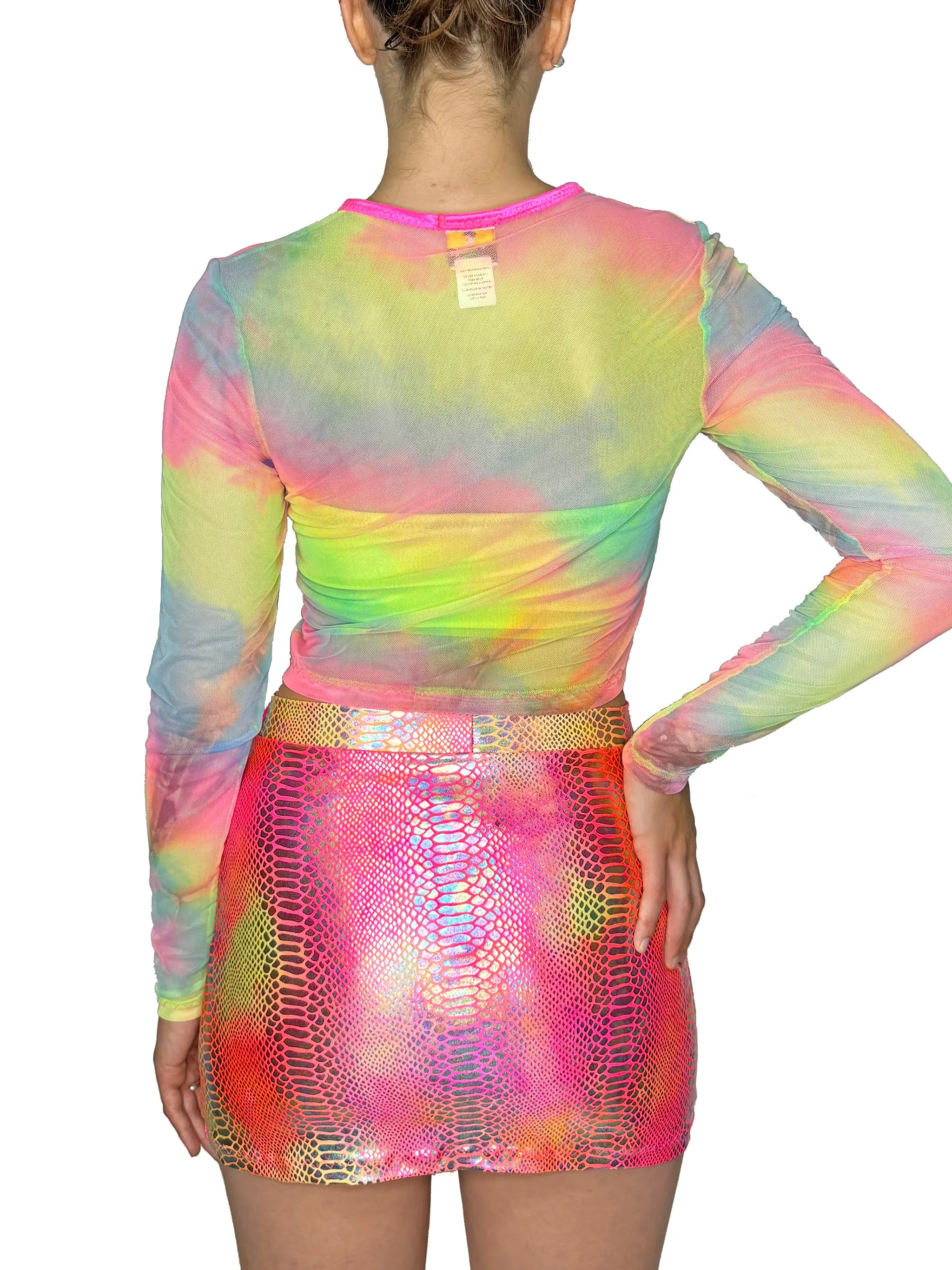 Tie Dye Mesh Crop Top