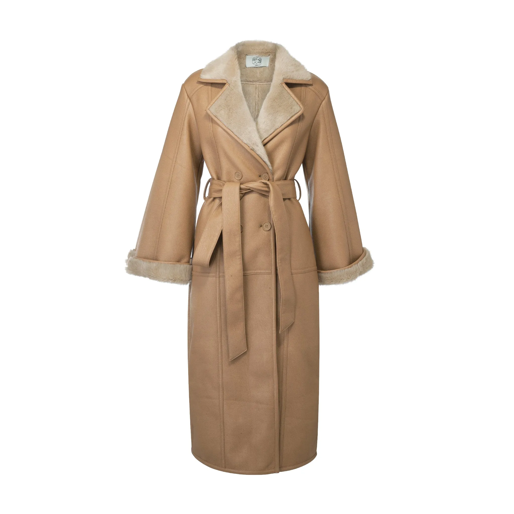 Violet Camel Reversible Bonded Faux Leather & Faux Fur Coat