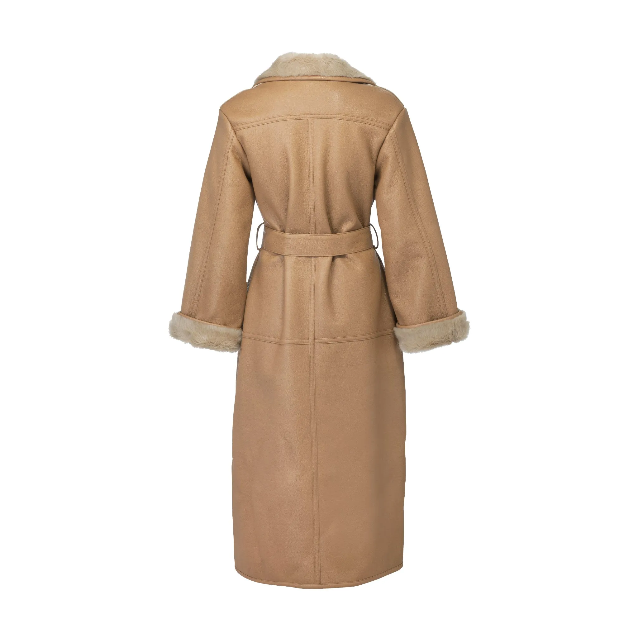 Violet Camel Reversible Bonded Faux Leather & Faux Fur Coat